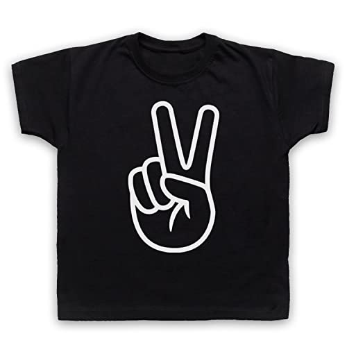 Peace Victory V Hand Sign Gesture Kinder T-Shirt, Schwarz, 2-3 Jahren von My Icon Art & Clothing