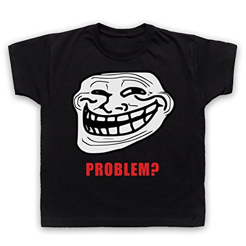Trollface Meme Kinder T-Shirt, Schwarz, 9-11 Jahren von My Icon Art & Clothing
