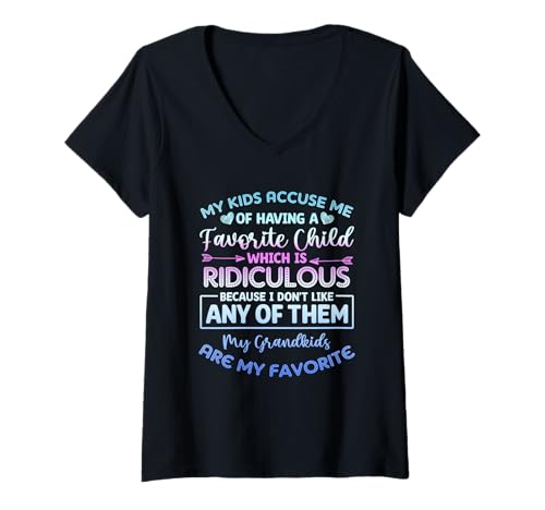 Damen Meine Kinder werfen Mir vor, EIN Lieblingskind zu haben, Enkelkinder T-Shirt mit V-Ausschnitt Damen Meine Kinder werfen Mir vor, EIN Lieblingskind zu haben, Enkelkinder T-Shirt mit V-Ausschnitt von My Kids Accuse Me Of Having A Favorite Child