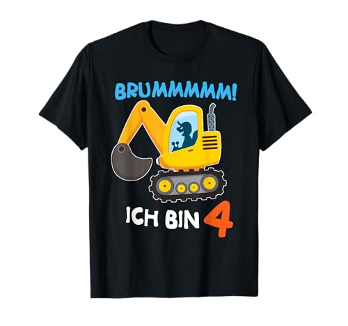 Kinder Bagger 4 Jahre Geburtstagsshirt Geburtstag Jungen T-Shirt von My Kindergeburtstag Geschenk Icn Bin 4 Jahre Shirt