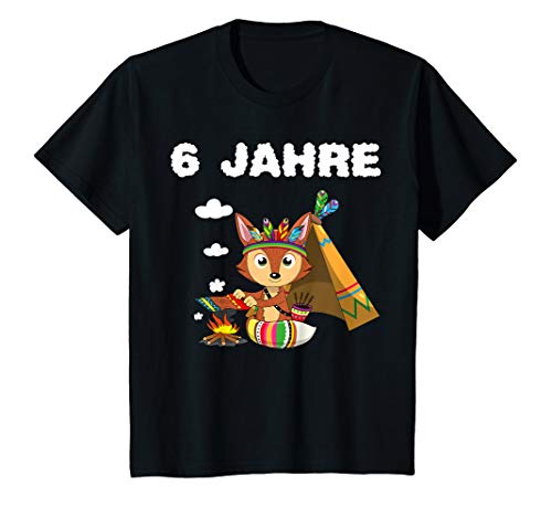 Kinder 6 Jahre alt Jungen Geburtstag Fuchs Sechs Rauchzeichen T-Shirt von My Little Heroes Geschwister und Geburtstags Shop