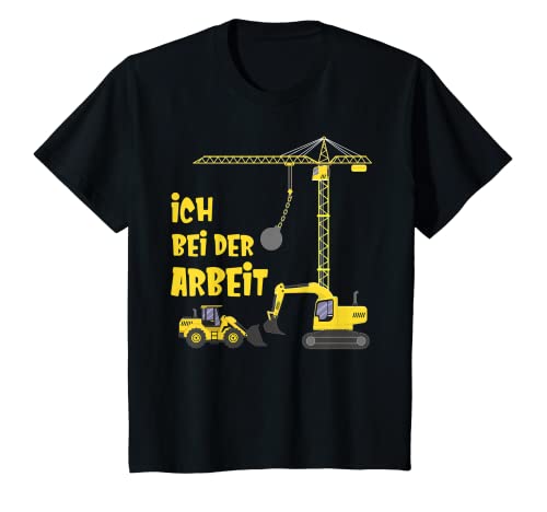 Kinder Ich auf Arbeit im Radlader Kran Abrissbirne Baustelle Bagger T-Shirt von My Little Heroes Geschwister und Geburtstags Shop