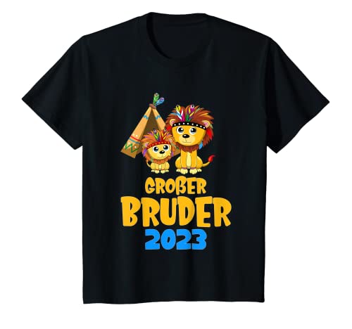 Kinder Ich werde ein großer Bruder 2023 Löwen Geburt Indianerlöwen T-Shirt von My Little Heroes Geschwister und Geburtstags Shop