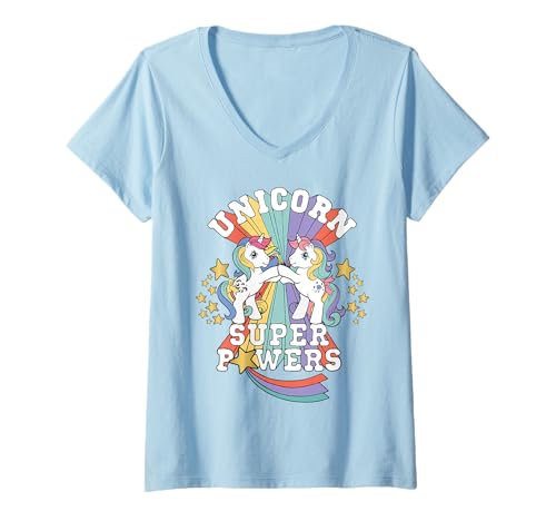 Damen My Little Pony Einhorn Super Powers T-Shirt mit V-Ausschnitt von My Little Pony