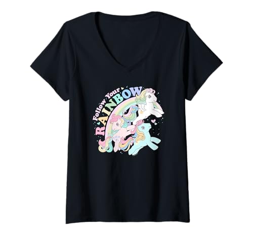 Damen My Little Pony Pride Follow Your Rainbow Retro Group Shot T-Shirt mit V-Ausschnitt von My Little Pony