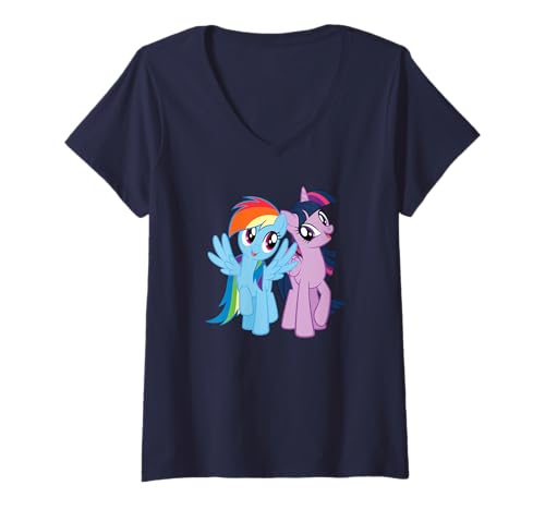 Damen My Little Pony Rainbow Dash und Twilight Sparkle T-Shirt mit V-Ausschnitt von My Little Pony