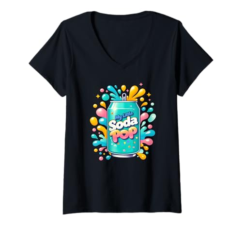 Damen My Little Soda Pop Kids Matching Summer Refresh Getränkespiel T-Shirt mit V-Ausschnitt Damen My Little Soda Pop Kids Matching Summer Refresh Getränkespiel T-Shirt mit V-Ausschnitt von My Little Soda Pop Kids Matching Summer Beverage