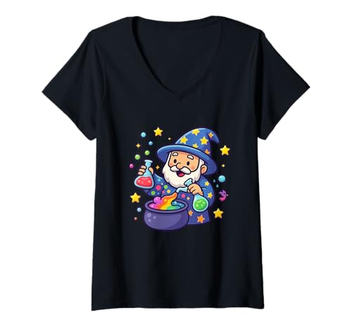 Damen Zauberer mischt Bunte Tränke T-Shirt mit V-Ausschnitt Damen Zauberer mischt Bunte Tränke T-Shirt mit V-Ausschnitt von My Magical Coloring by Fun Books Publishing