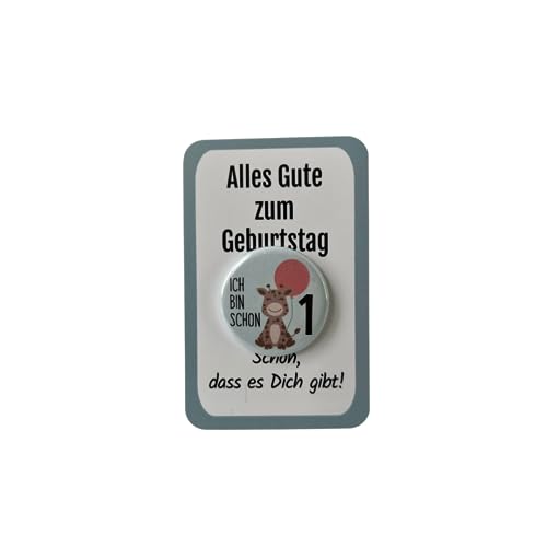 Erster Geburtstag Button 1 für Junge und Mädchen OHNE Nadel! Schönes Baby 1 Jahr Geburtstagsgeschenk oder als kleines Gastgeschenk (Blau) von My Maisie