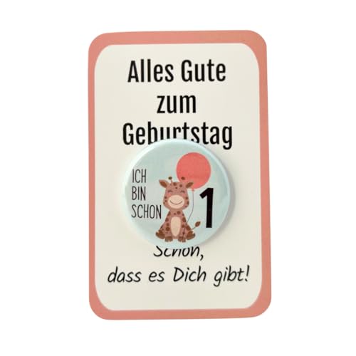 Erster Geburtstag Button 1 für Mädchen OHNE Nadel! Schönes Baby 1 Jahr Geburtstagsgeschenk oder als kleines Gastgeschenk von My Maisie