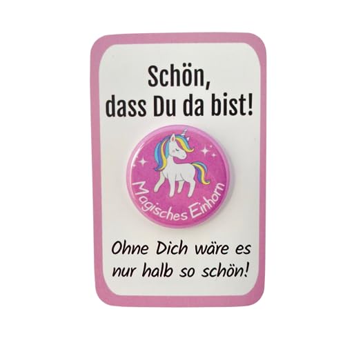 Schöner Einhorn Button als Gastgeschenk für Kindergeburtstag - Mitgebsel und Geburtstag Deko in einem für kleine Mädchen von My Maisie