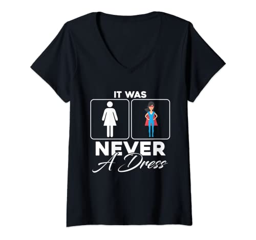 Damen It Was Never A Dress Superhero Mom Daughter T-Shirt T-Shirt mit V-Ausschnitt Damen It Was Never A Dress Superhero Mom Daughter T-Shirt T-Shirt mit V-Ausschnitt von My Mom Is A Superhero Shirts