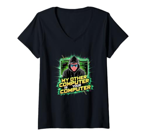 Damen Lustige Hacker und Technikfreaks Mein Anderer Computer ist Dein Computer T-Shirt mit V-Ausschnitt Damen Lustige Hacker und Technikfreaks Mein Anderer Computer ist Dein Computer T-Shirt mit V-Ausschnitt von My Other Computer is Your Computer Gifts & Apparel