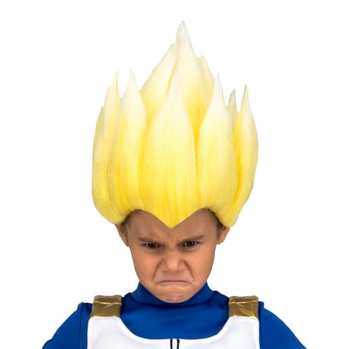 My Other Me - Gelbe Perücke für Jungen von Saiyan Vegeta, Größe 25 x 26 x 14 cm, Kindergröße. Perfekt, um Ihre Saiyan-Kraft in jedem Kampf zu entfesseln von My Other Me