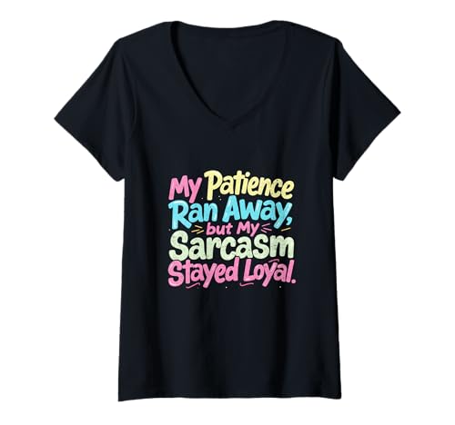 Damen Meine Geduld ist weggelaufen T-Shirt mit V-Ausschnitt Damen Meine Geduld ist weggelaufen T-Shirt mit V-Ausschnitt von My Patience Ran Away Collection