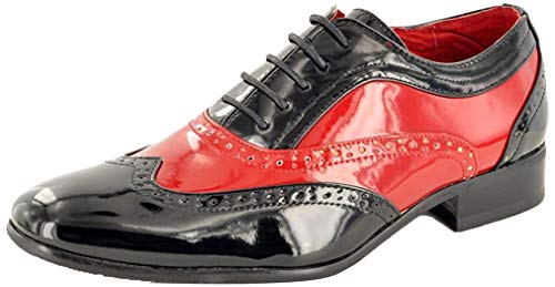 Herren-Schnürschuhe/Brogues, zweifarbig, italienischer Stil, Schwarz - Black/ Red (Shiny) - Größe: 42 EU von My Perfect Pair