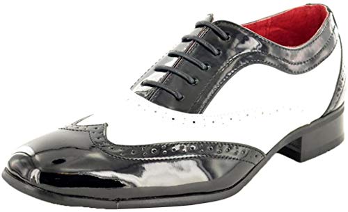 Herren-Schnürschuhe/Brogues, zweifarbig, italienischer Stil, Schwarz - Black / White (Shiny) - Größe: 42 EU von My Perfect Pair