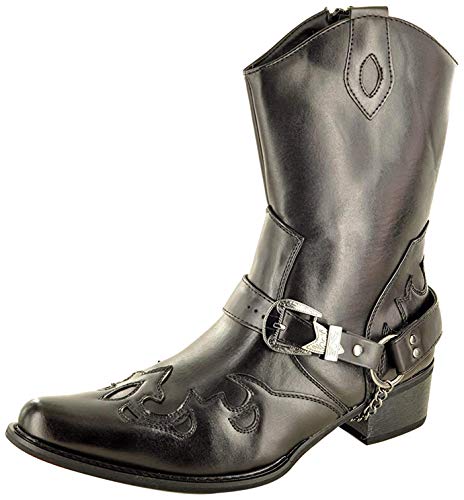 Herren Westernstiefel, Cowboystiefel, Reißverschluss, schwarz, Größen 39 / 40 / 41 / 43 / 44,5 / 46, Schwarz - Schwarz - Größe: 42 2/3 EU von My Perfect Pair