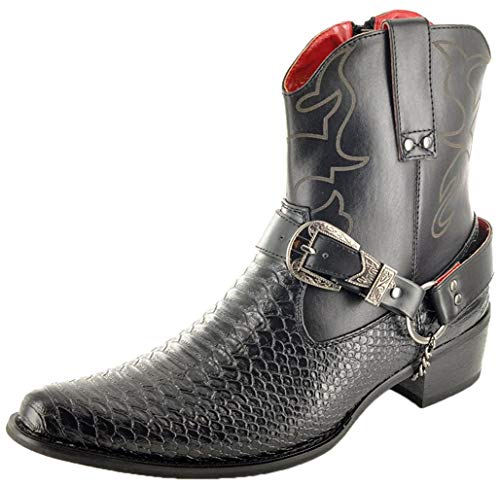 Stiefeletten, Herren, Schlangenhaut, Reißverschluss, Western-Cowboy, Schwarz - Schwarz - Größe: 41 EU (7UK) von My Perfect Pair