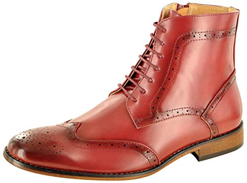 My Perfect Pair Chelsea Chukka Brogue-Stiefel für Herren, italienischer Stil, Leder gefüttert, Rot - burgunderrot - Größe: 42 1/3 EU von My Perfect Pair