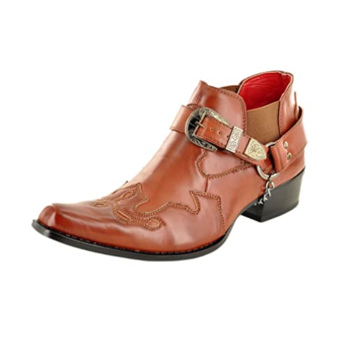 My Perfect Pair Herren Western Cowboy Stiefeletten mit Geschirr, braun, 41 EU von My Perfect Pair