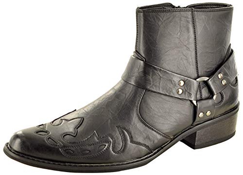 My Perfect Pair Western-Cowboy-Stiefelette für Herren und Herren, spitzer Zehenbereich, durchgehender Reißverschluss, Schwarz , 42 2/3 EU von My Perfect Pair