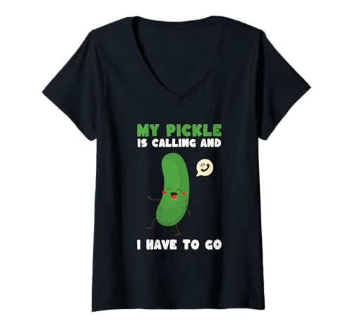 Damen Meine Gurke Ruft und ich muss Essiggurken einlegen T-Shirt mit V-Ausschnitt Damen Meine Gurke Ruft und ich muss Essiggurken einlegen T-Shirt mit V-Ausschnitt von My Pickle Is Calling And I Have To Go