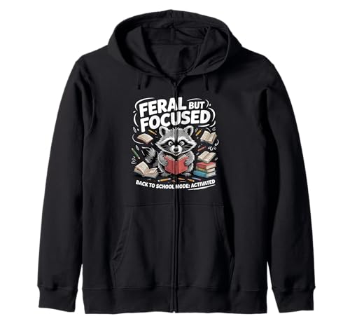 Wilder, aber konzentrierter Waschbär, lustiger Schulanfang für Jungen, Lehrer Kapuzenjacke von My Raccoon apparel