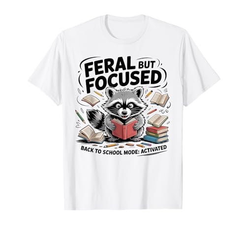 Wilder, aber konzentrierter Waschbär, lustiger Schulanfang für Jungen, Lehrer T-Shirt von My Raccoon apparel