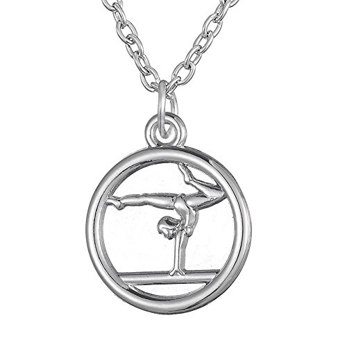 TEAMER Gymnastik Anhänger Trendy Gymnastik Halskette Sport Ballerina Schmuck für Frauen Mädchen für Geburtstag Weihnachten (Stil 1-Silber) von TEAMER