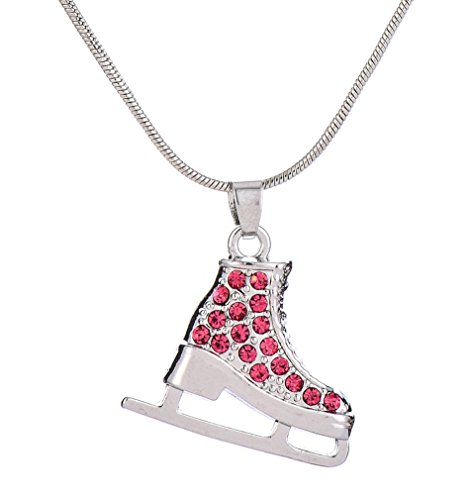 My Shape versilbert 3D Schlittschuh rot Kristall Strass Anhänger Skating Halskette für Mädchen Jugendliche Frauen von My Shape