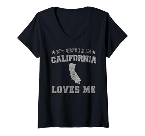 Damen Meine Schwester in Kalifornien liebt Mich America Vintage State T-Shirt mit V-Ausschnitt Damen Meine Schwester in Kalifornien liebt Mich America Vintage State T-Shirt mit V-Ausschnitt von My Sister Loves Me US State California