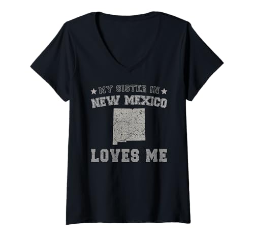Damen Meine Schwester in New Mexico liebt Mich America Vintage State T-Shirt mit V-Ausschnitt von My Sister Loves Me US State New Mexico