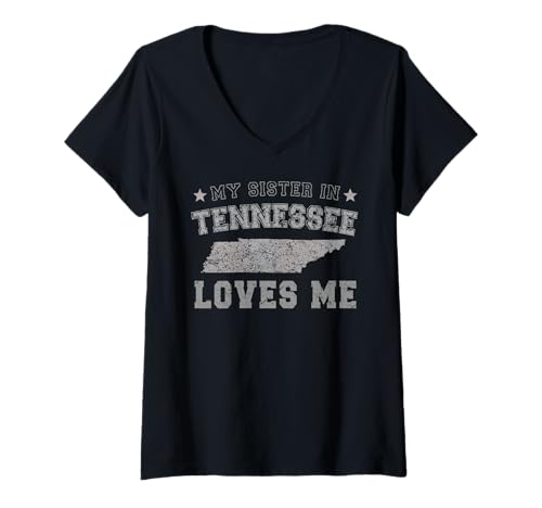 Damen Meine Schwester in Tennessee liebt Mich America Vintage State T-Shirt mit V-Ausschnitt Damen Meine Schwester in Tennessee liebt Mich America Vintage State T-Shirt mit V-Ausschnitt von My Sister Loves Me US State Tennessee