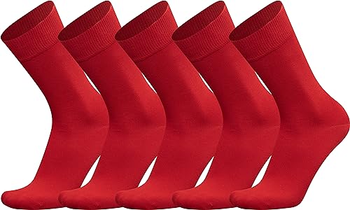 Mysocks® 5 Paar Plain Herrensocken rot extra fein aus gekämmter Baumwolle von Mysocks