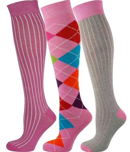 Mysocks Kniestrümpfe Damen Kniestrümpfe Herren - Unisex Knee High Socks Knie Strümpfe - Gekämmte Baumwolle Knie Strümpfe, 3 Paare Multi Design 11, 42-46 von Mysocks