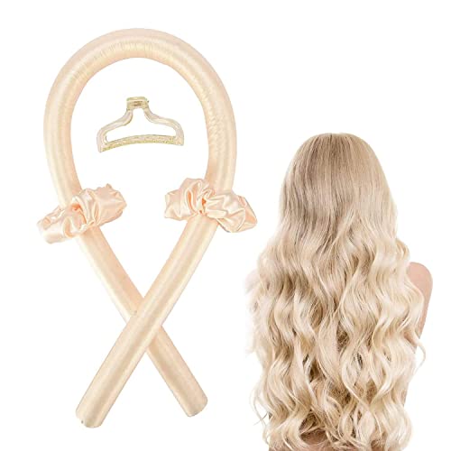 Heatless Lockenwickler Silk Hair Curler für Langes Mittleres Haar, Soft No Heat Curling Ribbon Schlaf DIY Styling Kit für Frauen Mädchen von Zuhause,Champagne von My's beauty