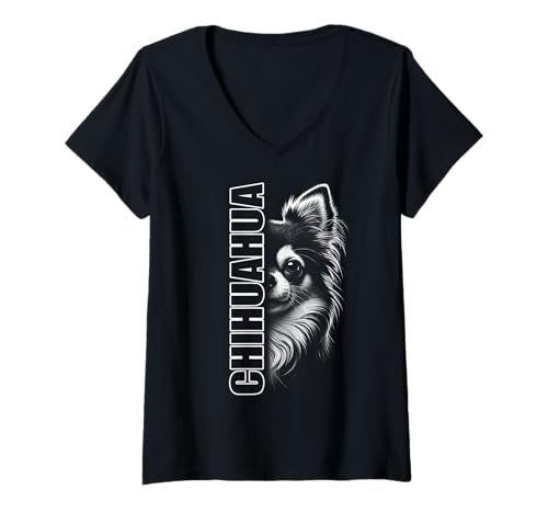 Damen Modisches Chihuahua Design mit stylishem Text T-Shirt mit V-Ausschnitt Damen Modisches Chihuahua Design mit stylishem Text T-Shirt mit V-Ausschnitt von MyAnimal - Chihuahua