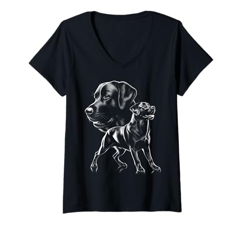 Damen Verspielter süßer Labrador Hund im Fotorealistischen Stil T-Shirt mit V-Ausschnitt Damen Verspielter süßer Labrador Hund im Fotorealistischen Stil T-Shirt mit V-Ausschnitt von MyAnimal - Labrador