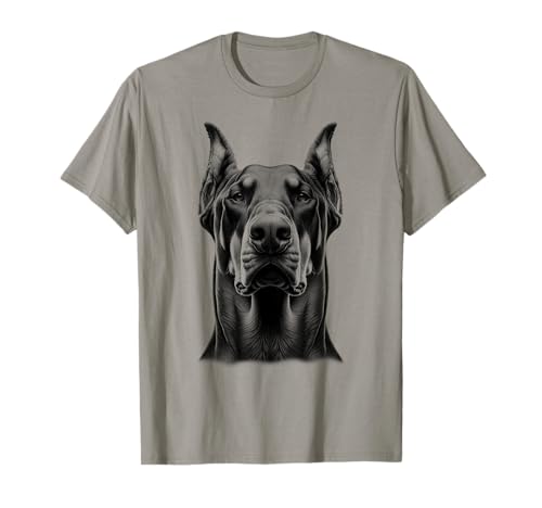 MyAnimal - Ihr Lieblings-Tier Wear: Stolzer Dobermann Hund - Porträt im Zeichenstil T-Shirt für Damen - Grau, Klein MyAnimal - Ihr Lieblings-Tier Wear: Stolzer Dobermann Hund - Porträt im Zeichenstil T-Shirt für Damen - Grau, Klein von MyAnimal - Doberman