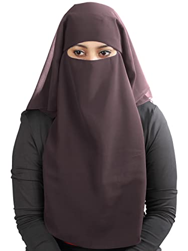 MyBatua 3 Schichten Saudi Niqab In Atmungsaktive Georgette, Großhandelspreis, 1pc Gesicht Schleier NQ-003, Schokoladenbraun, Einheitsgröße von MyBatua