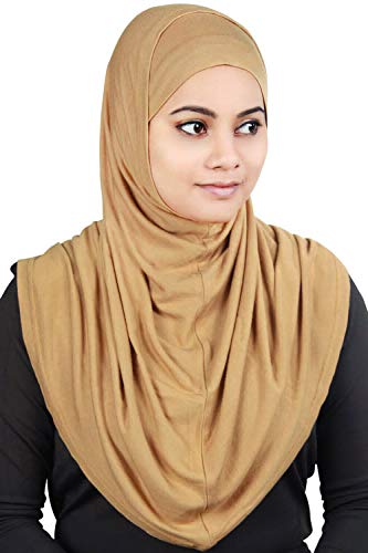 MyBatua Damen 2 Teilig Al-Amira Hijab mit Unterschal / Kappe / Haube aus weichem Viskose Jersey, gebrauchsfertig HJ-129 - Beige - Einheitsgröße von MyBatua