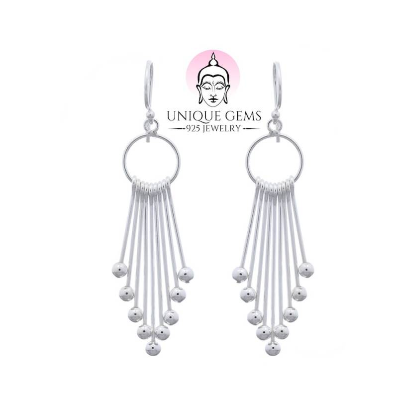 Unique Damen Ohrringe Hängend 925 Sterling Silber Stäbchen Ohrhänger 58mm Langer Ohrschmuck von MyBeadFindings