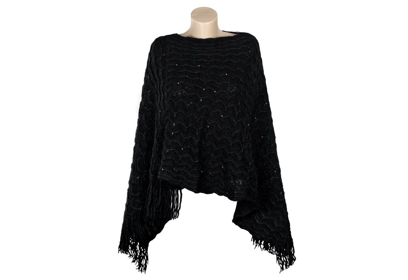 MyBeautyworld24 Poncho Damen Poncho mit U-Boot Ausschnitt in Dreiecksform von MyBeautyworld24