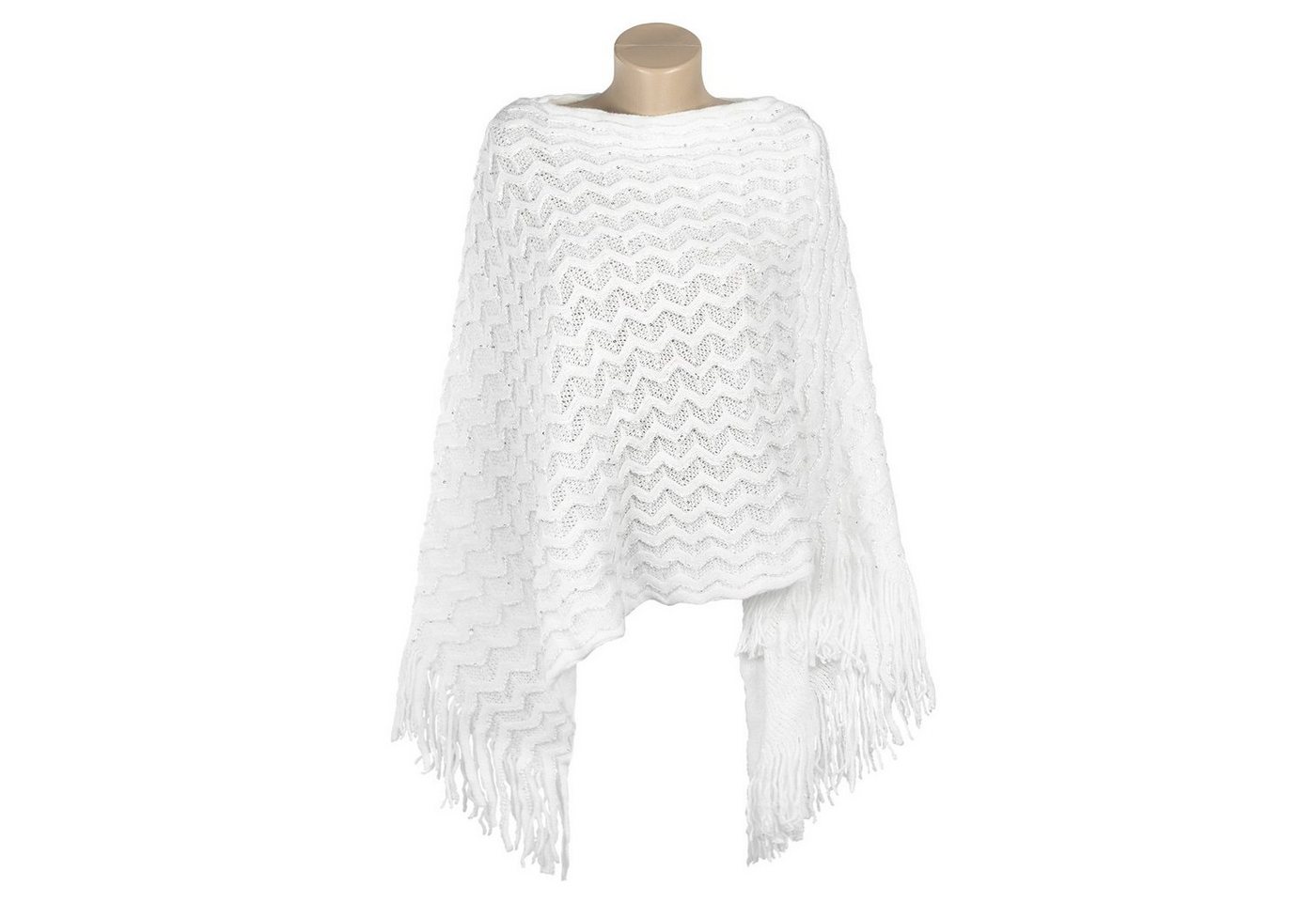 MyBeautyworld24 Poncho Damen Poncho mit U-Boot Ausschnitt in Dreiecksform von MyBeautyworld24