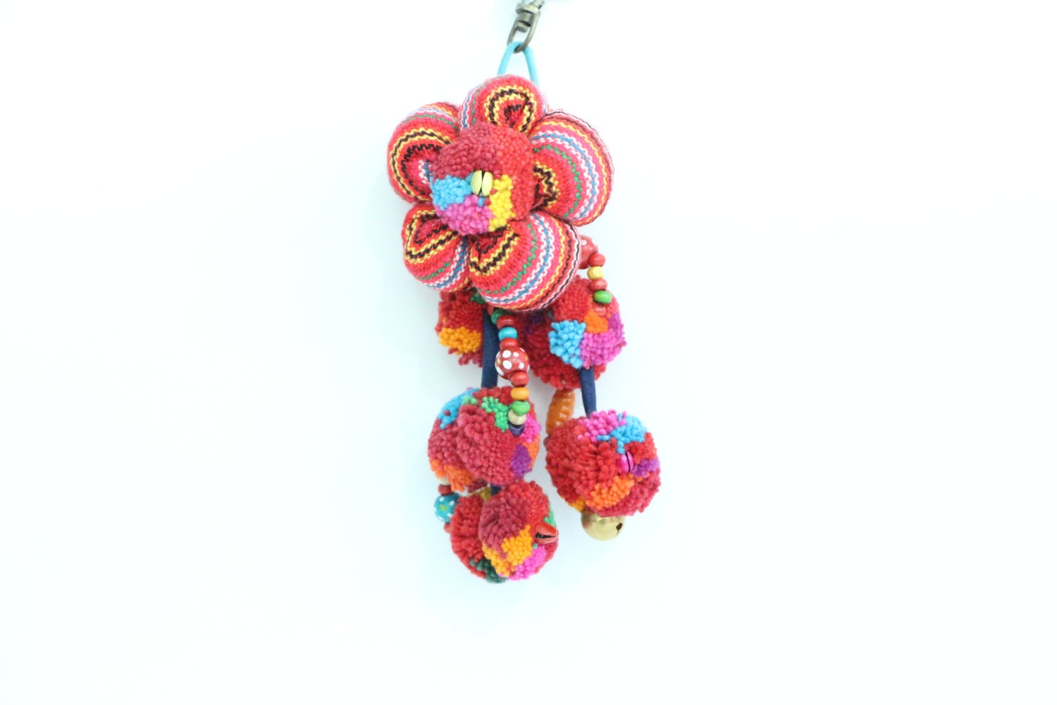 Bunter Blumen Keychain Mit Pompoms Quaste Bunter Blumen Keychain Mit Pompoms Quaste von MyBelovedCrafts
