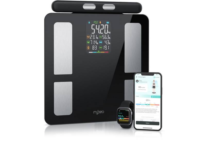 MyBeo Körper-Analyse-Waage Digitale Bluetooth Körperfettwaage, Handgriff-Messung & App-Steuerung, 1-tlg., Diagnosewaage, BMI, Körperfett, Wasser & Muskelanteil, bis zu 180 kg MyBeo Körper-Analyse-Waage Digitale Bluetooth Körperfettwaage, Handgriff-Messung & App-Steuerung, 1-tlg., Diagnosewaage, BMI, Körperfett, Wasser & Muskelanteil, bis zu 180 kg von MyBeo