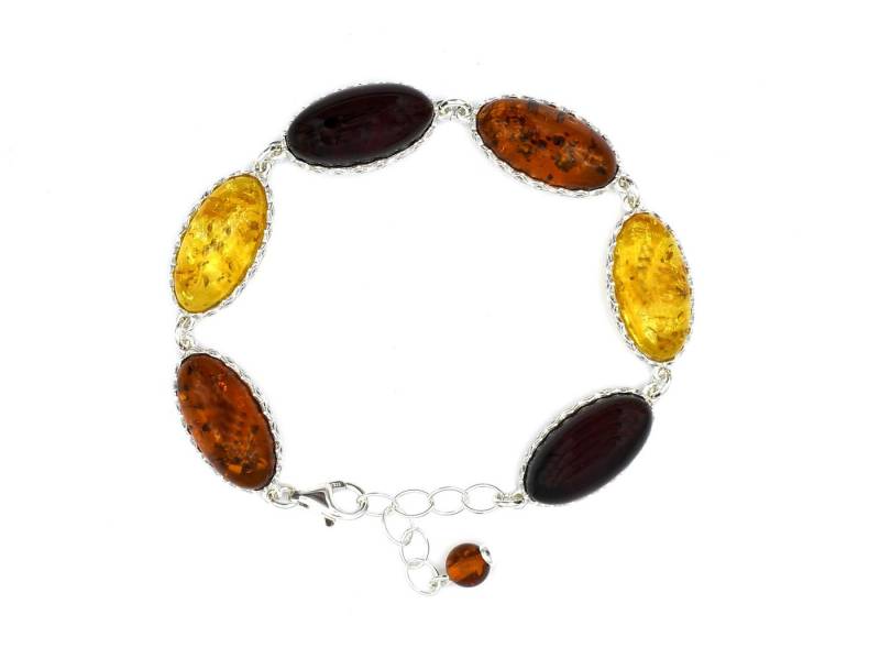 MyBer® Armband Bernsteinarmband Armband Schmuck Bernstein für Damen (PMBER64S_B601M-R, 1-tlg., Sterling Silber 925, Ostseebernstein), Bernsteine in verschiedenen Farben, original Ostsee Bernstein von MyBer®