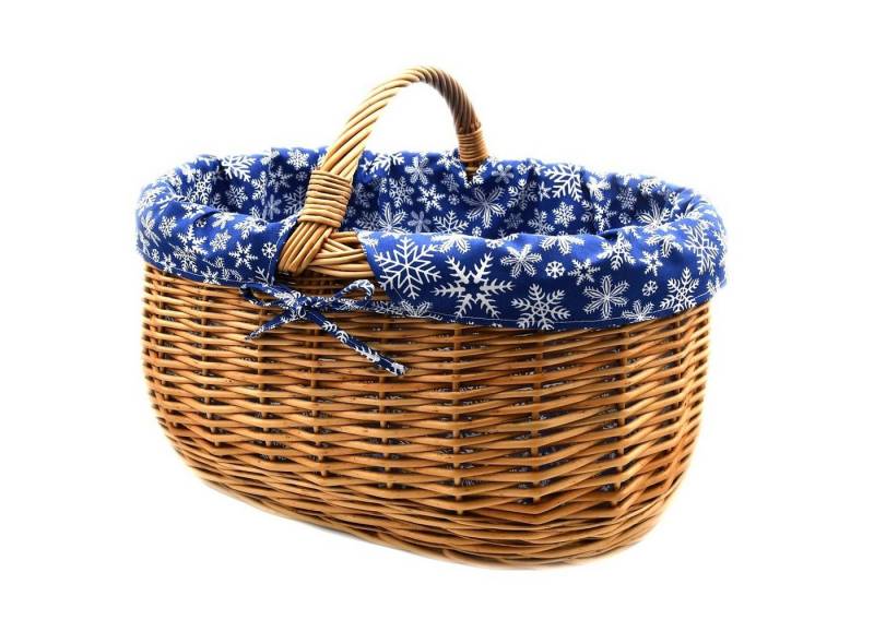 MyBer® Einkaufskorb Einkaufskorb Weidenkorb Korb geflochten 52/37/21cm (40 mit Griff), Stabiler Tragekorb aus Weide braun mit Stoffeinlage von MyBer®