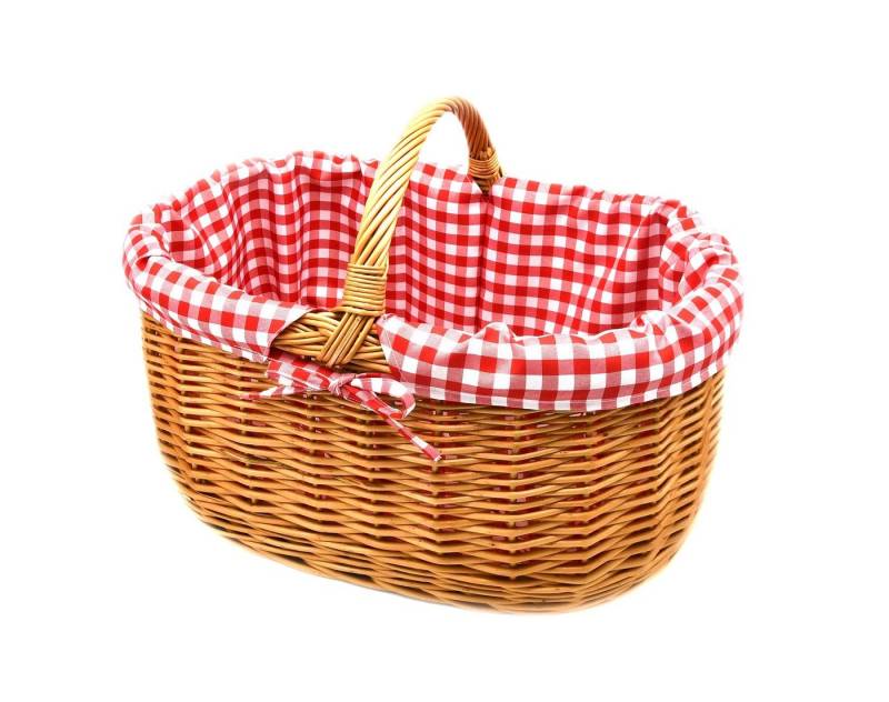 MyBer® Einkaufskorb Einkaufskorb Weidenkorb Korb geflochten 52/37/21cm (40 mit Griff), Stabiler Tragekorb aus Weide braun mit Stoffeinlage von MyBer®